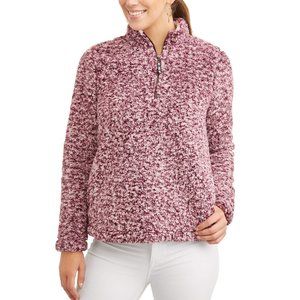 Time and Tru Snow-Tipped Quarter-Zip Sherpa Pullover
